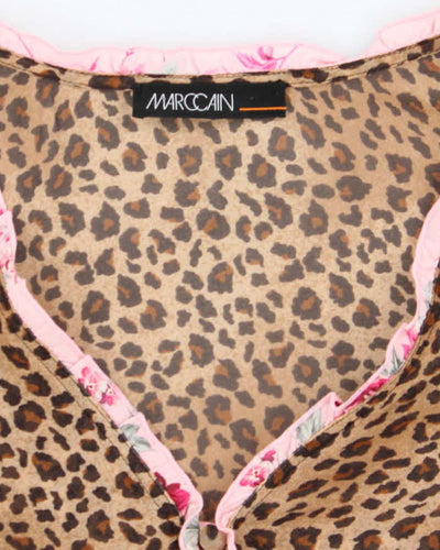 Y2k 00s Silk Animal Print Blouse - M