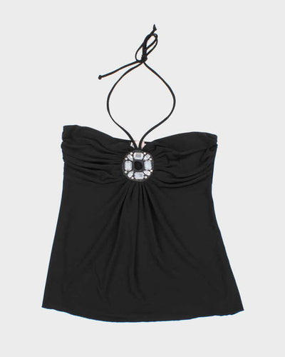 Vintage Y2k 00s Peep Studio Rhinestone Halter Top - M