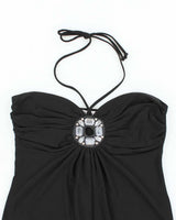 Vintage Y2k 00s Peep Studio Rhinestone Halter Top - M