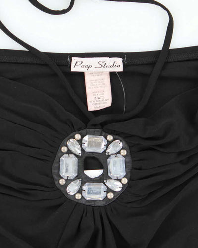 Vintage Y2k 00s Peep Studio Rhinestone Halter Top - M
