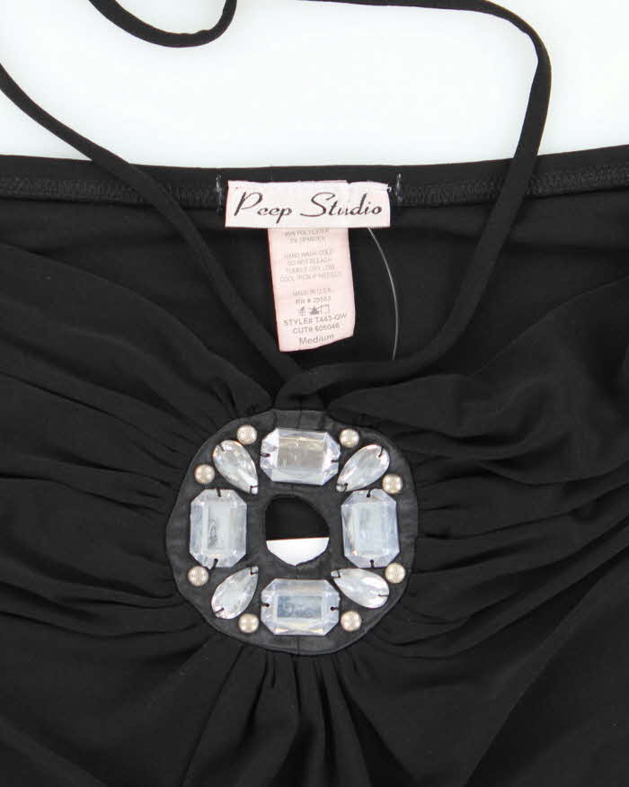 Vintage Y2k 00s Peep Studio Rhinestone Halter Top - M