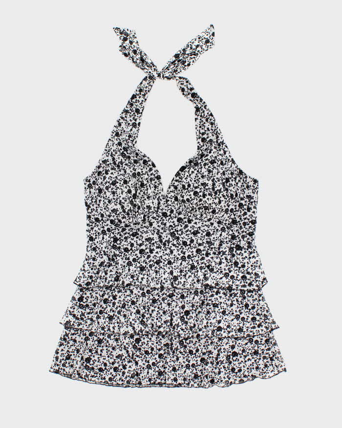 Vintage Y2k 00s Le Chateau Ruffle Halter Neck Top - L