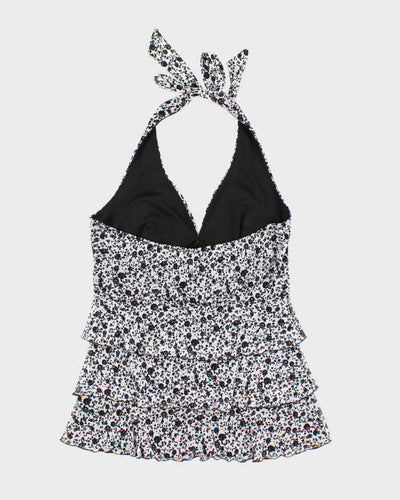 Vintage Y2k 00s Le Chateau Ruffle Halter Neck Top - L