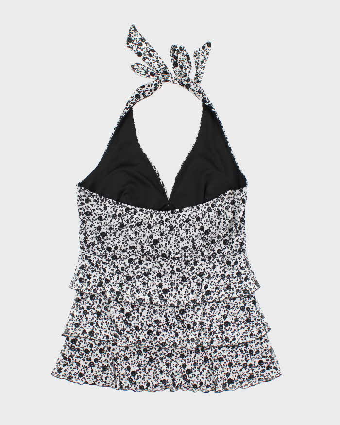 Vintage Y2k 00s Le Chateau Ruffle Halter Neck Top - L