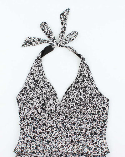 Vintage Y2k 00s Le Chateau Ruffle Halter Neck Top - L