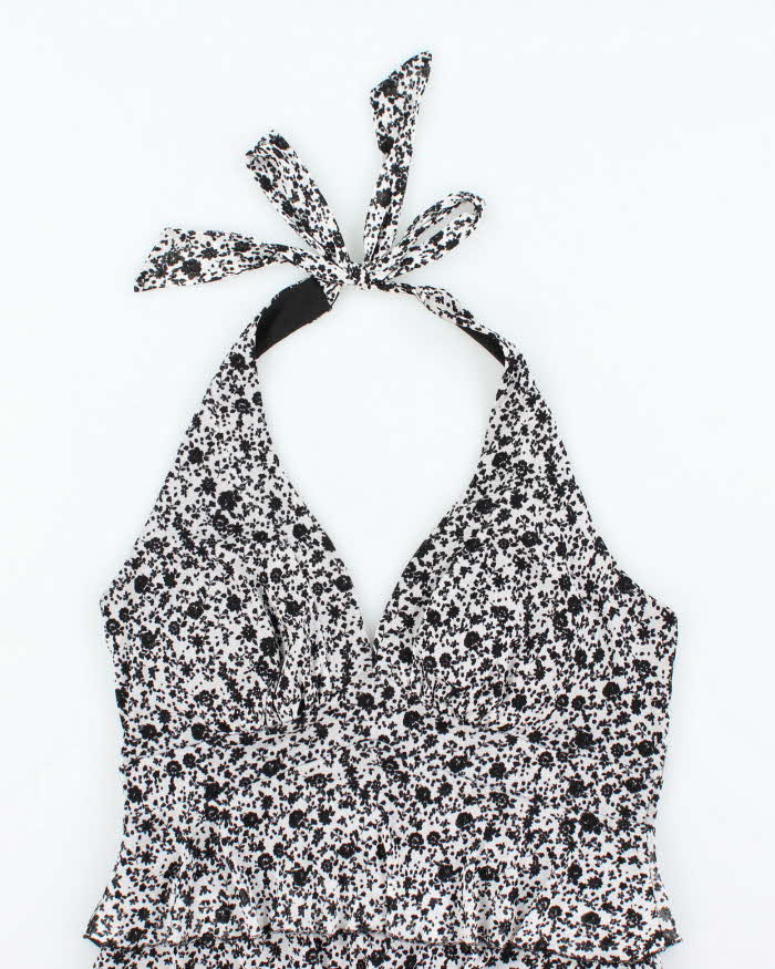 Vintage Y2k 00s Le Chateau Ruffle Halter Neck Top - L