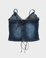 Vintage Y2k 00s Gazoz Lace-up Denim Top - S