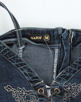 Vintage Y2k 00s Gazoz Lace-up Denim Top - S