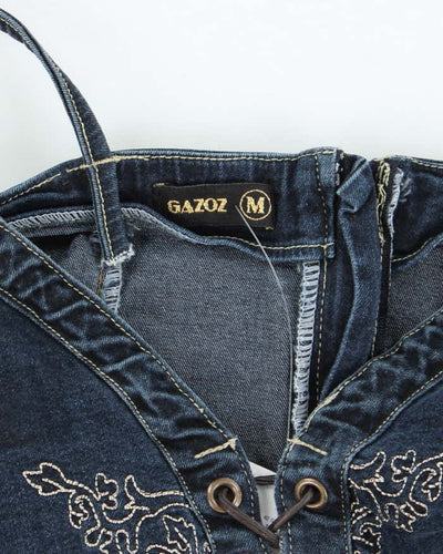 Vintage Y2k 00s Gazoz Lace-up Denim Top - S
