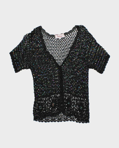 Vintage Y2k 00s Feelings Crochet Sequin Top - M