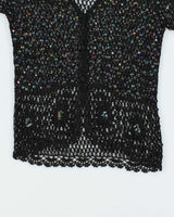 Vintage Y2k 00s Feelings Crochet Sequin Top - M