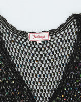 Vintage Y2k 00s Feelings Crochet Sequin Top - M