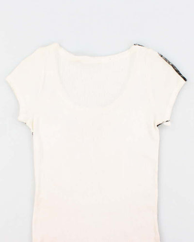 Vintage Y2k 00s Didier Parakian Newspaper Print Button Top - S