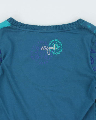 Vintage Y2k 00s Desigual Knit Sleeve T-shirt - M