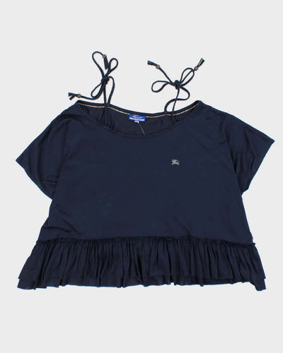 Vintage Burberry Blue Label Shoulder Tie Frill Top - M