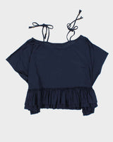 Vintage Burberry Blue Label Shoulder Tie Frill Top - M