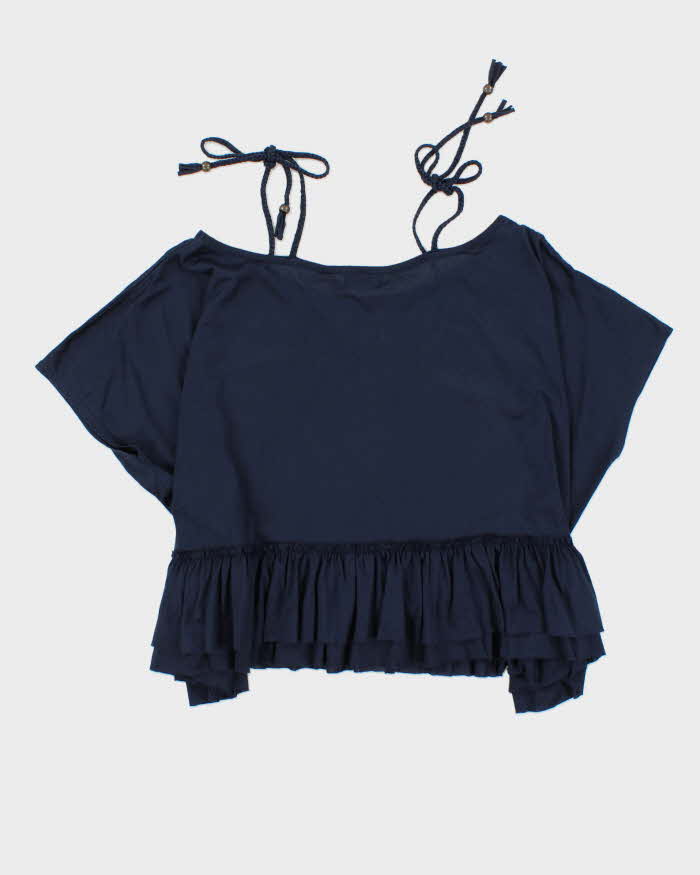 Vintage Burberry Blue Label Shoulder Tie Frill Top - M
