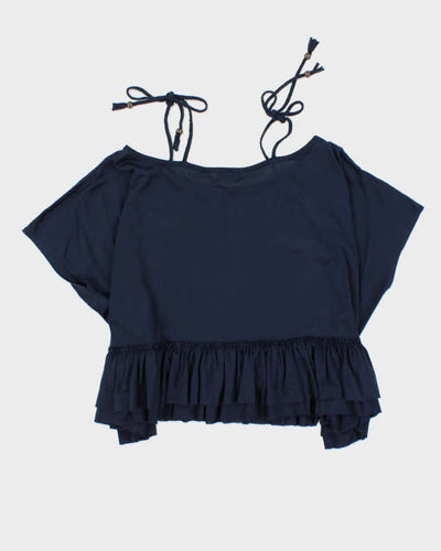Vintage Burberry Blue Label Shoulder Tie Frill Top - M