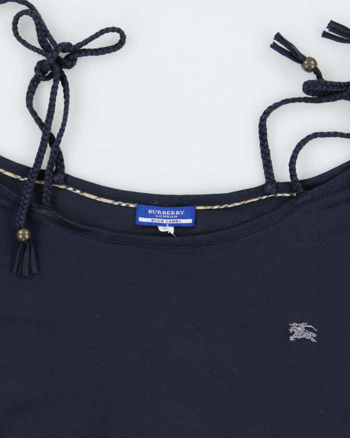 Vintage Burberry Blue Label Shoulder Tie Frill Top - M
