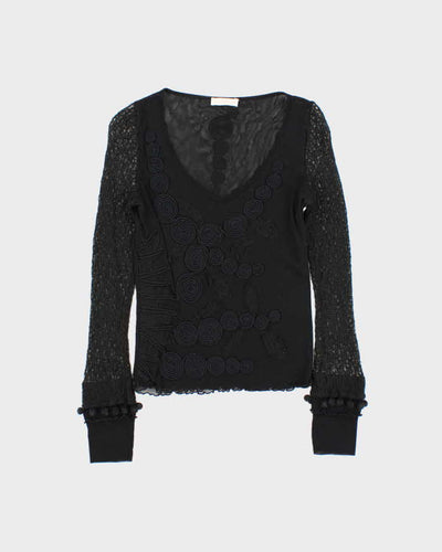 Vintage Y2k 00s Shirt Passion Mesh Knit Sleeve Top - S