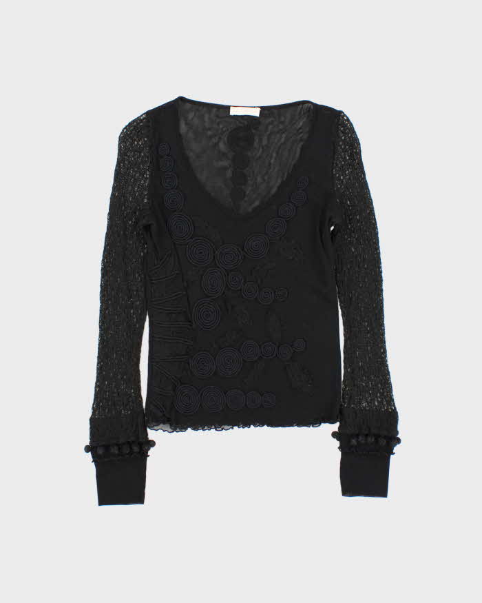 Vintage Y2k 00s Shirt Passion Mesh Knit Sleeve Top - S