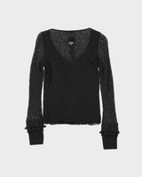 Vintage Y2k 00s Shirt Passion Mesh Knit Sleeve Top - S