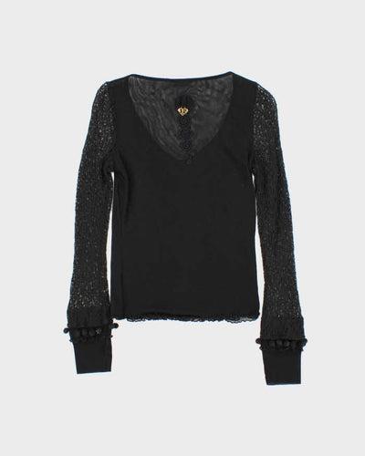 Vintage Y2k 00s Shirt Passion Mesh Knit Sleeve Top - S