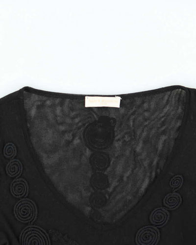 Vintage Y2k 00s Shirt Passion Mesh Knit Sleeve Top - S