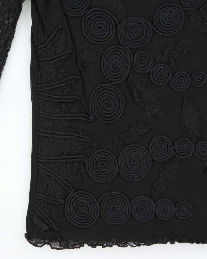 Vintage Y2k 00s Shirt Passion Mesh Knit Sleeve Top - S