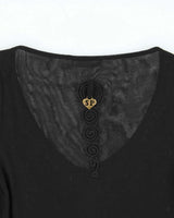 Vintage Y2k 00s Shirt Passion Mesh Knit Sleeve Top - S