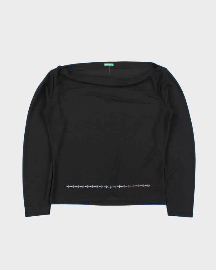 Vintage Y2k 00s Benetton Slash Cowl Neck Top - L