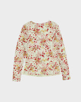 Vintage 90s Floral Mesh Long Sleeve Top - S