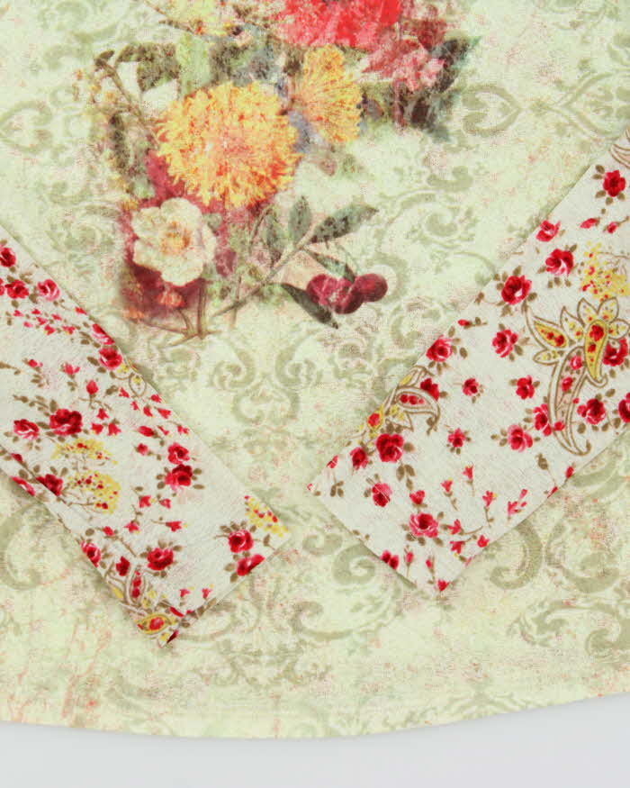 Vintage 90s Floral Mesh Long Sleeve Top - S