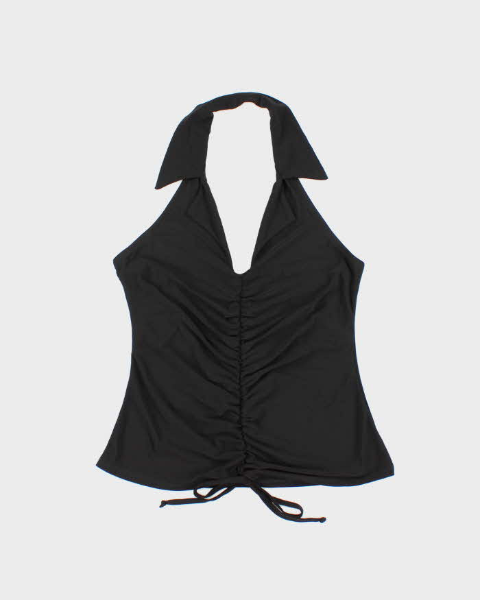 Vintage Y2k 00s Wrapper Collared Ruched Halter Top - M