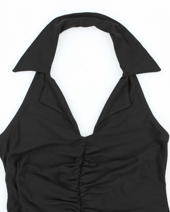 Vintage Y2k 00s Wrapper Collared Ruched Halter Top - M