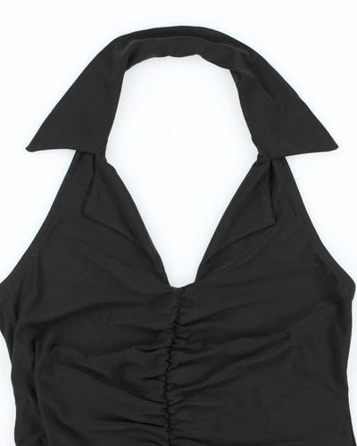 Vintage Y2k 00s Wrapper Collared Ruched Halter Top - M