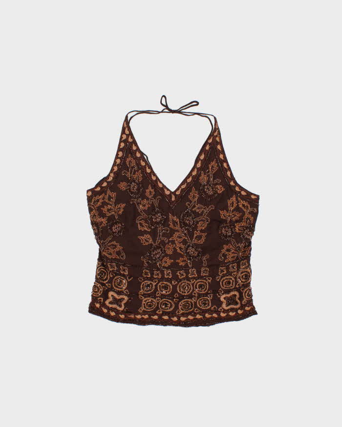 Vintage Y2k 00s Le Chateau Beaded Halter Neck Top - S