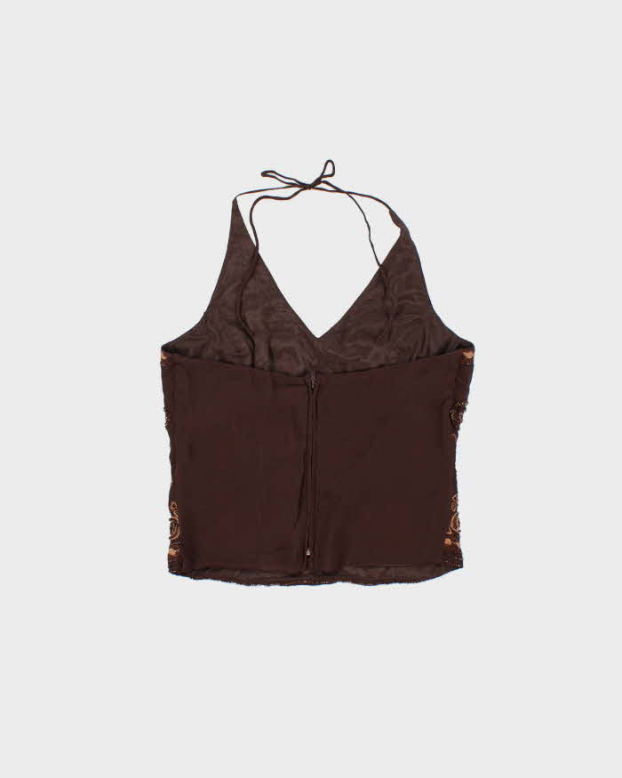 Vintage Y2k 00s Le Chateau Beaded Halter Neck Top - S