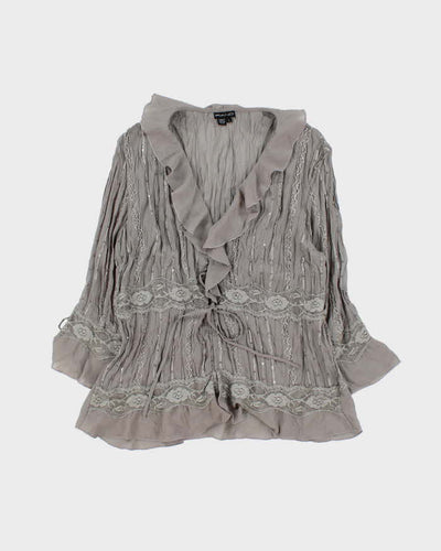 Vintage Y2k 00s Piano Crinkle Sequin Blouse - L