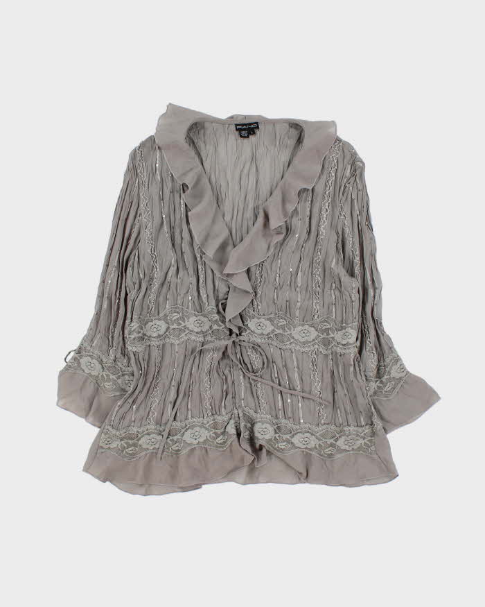 Vintage Y2k 00s Piano Crinkle Sequin Blouse - L