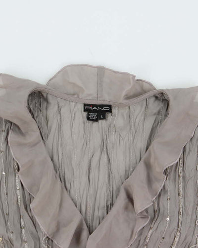 Vintage Y2k 00s Piano Crinkle Sequin Blouse - L