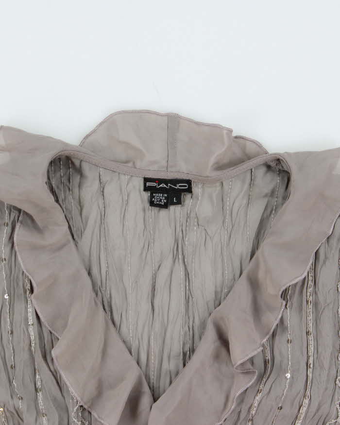 Vintage Y2k 00s Piano Crinkle Sequin Blouse - L