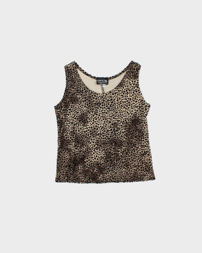 Vintage 1990s Women's Leopard Print Sequined Party Top - M