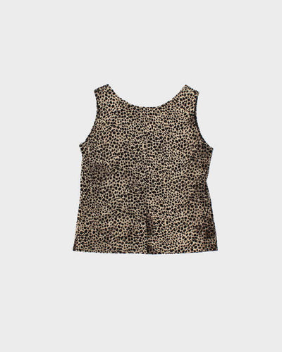 Vintage 1990s Women's Leopard Print Sequined Party Top - M