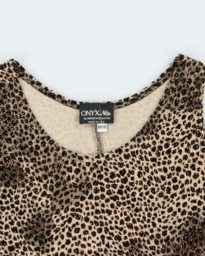 Vintage 1990s Women's Leopard Print Sequined Party Top - M
