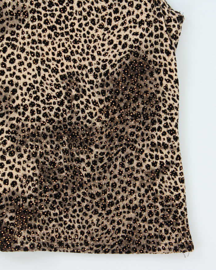 Vintage 1990s Women's Leopard Print Sequined Party Top - M