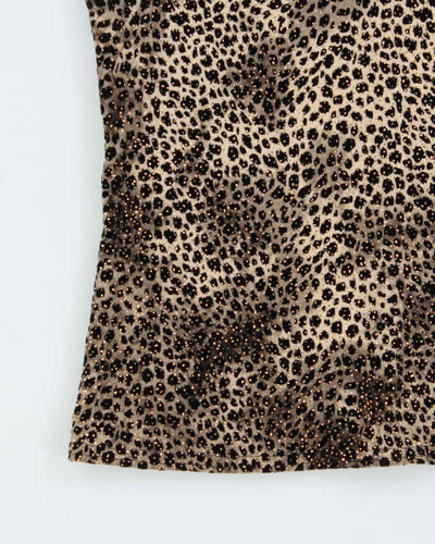 Vintage 1990s Women's Leopard Print Sequined Party Top - M