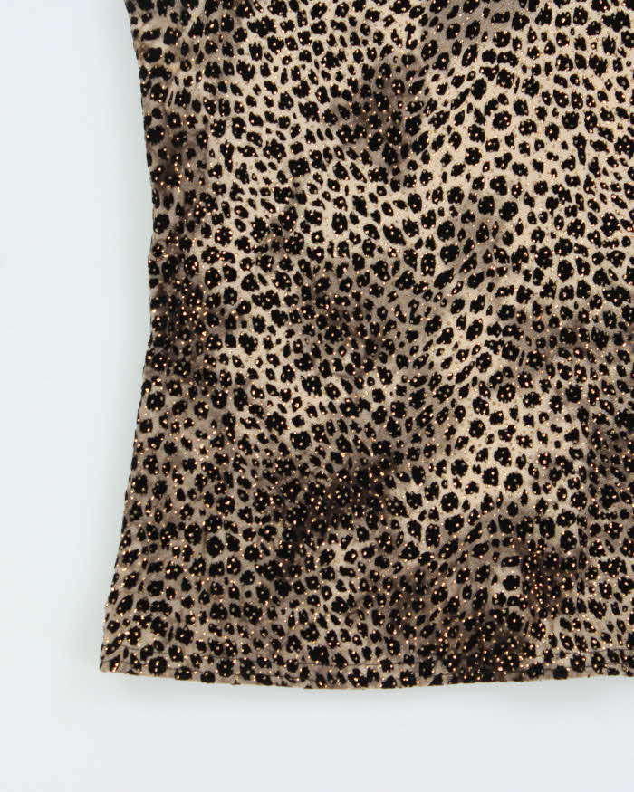 Vintage 1990s Women's Leopard Print Sequined Party Top - M