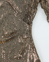 Vintage 00s Women's Anne Klein Gold Sequined Long Sleeve Party Top - M
