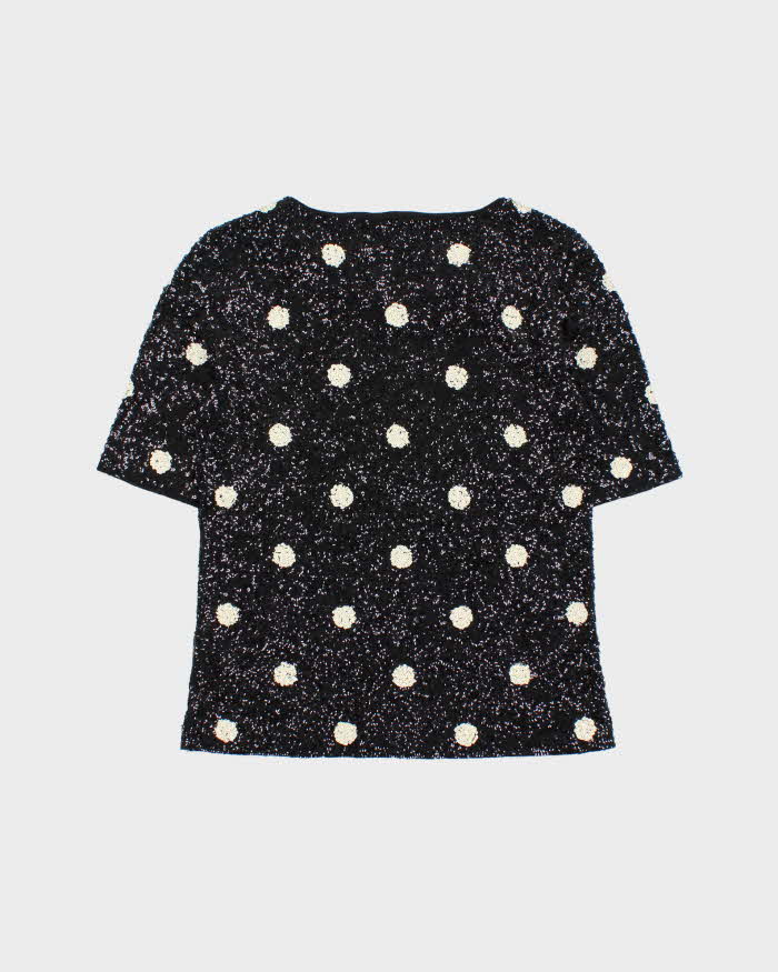 Vintage Women's J.Crew Black Sequined Party Top - S